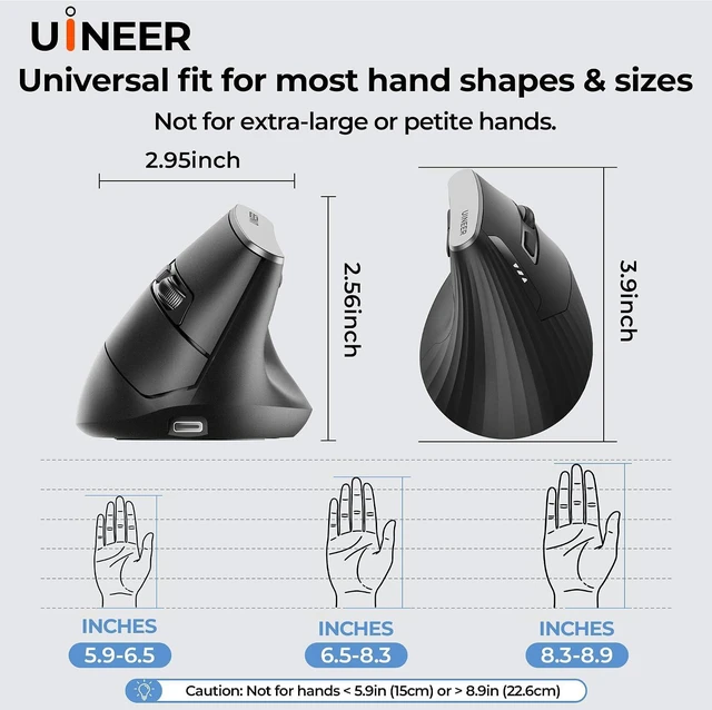 Alt view image 7 of 7 - Uineer Vertical Ergonomic Mouse, Wireless Bluetooth Mouse, 3-Device, Quiet | Switch among 3 devices; side scroll wheel supports horizontal navigation for documents and spreadsheets.
