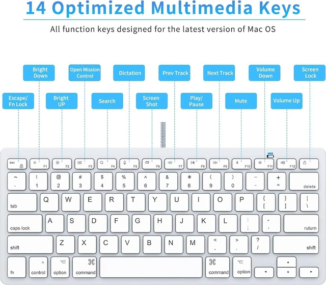 Alt view image 4 of 7 - Ultra-Slim Wired Keyboard for Apple, USB & Type-C Conversion Cable, 78 Scissor Keys, Media Hotkeys, Compatible with MacBook, iMac, Mac mini, Mac Pro, Laptop Computers, Windows Desktop PC,Silver