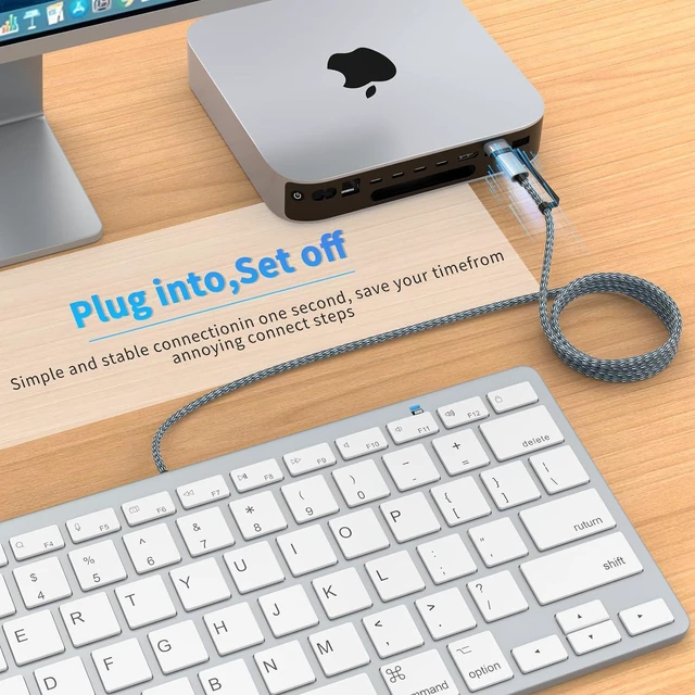 Alt view image 7 of 7 - Ultra-Slim Wired Keyboard for Apple, USB & Type-C Conversion Cable, 78 Scissor Keys, Media Hotkeys, Compatible with MacBook, iMac, Mac mini, Mac Pro, Laptop Computers, Windows Desktop PC,Silver