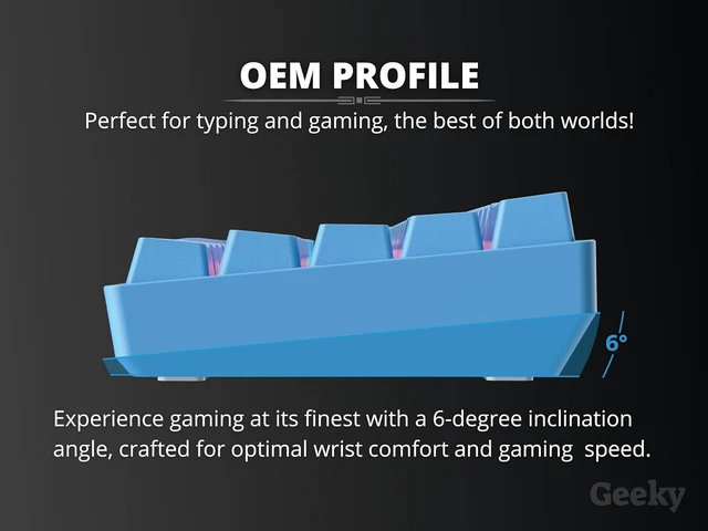 Alt view image 7 of 7 - Geeky GK61 SE 60% | Mechanical Gaming Keyboard | 61 Keys Multi Color RGB LED Backlit for PC/Mac Gamer | ANSI US American Layout (Blue, Mechanical Black)