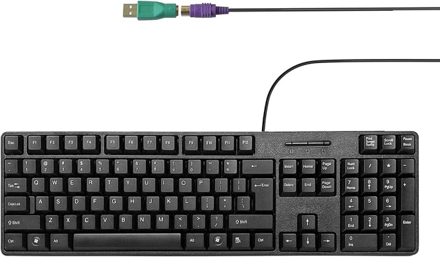 Main image of Wired PS2 104 Keys Computer Keyboard with Stands,Waterproof - US Layout Compatible for Windows, PC, Laptop, Black