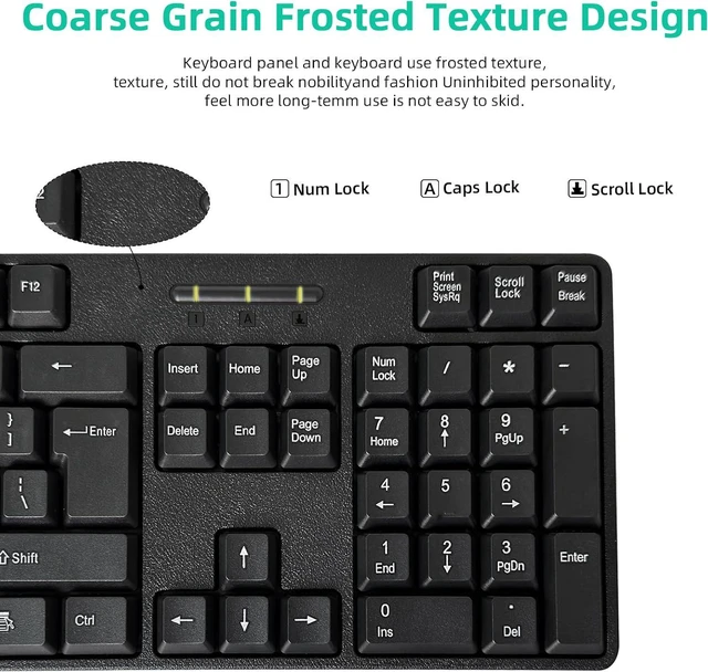 Alt view image 5 of 7 - Wired PS2 104 Keys Computer Keyboard with Stands,Waterproof - US Layout Compatible for Windows, PC, Laptop, Black