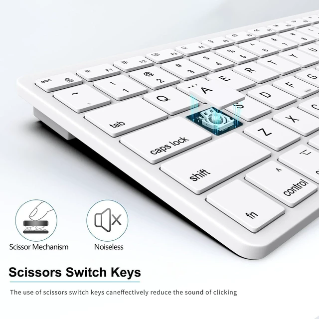 Alt view image 5 of 6 - Ultra-Slim Wired Keyboard for Apple Mac, USB & Type-C Conversion Cable, 78 Scissor Keys, Media Hotkeys, Compatible with MacBook, iMac Mini&Pro, Laptop Computers, Windows Desktop PC, White