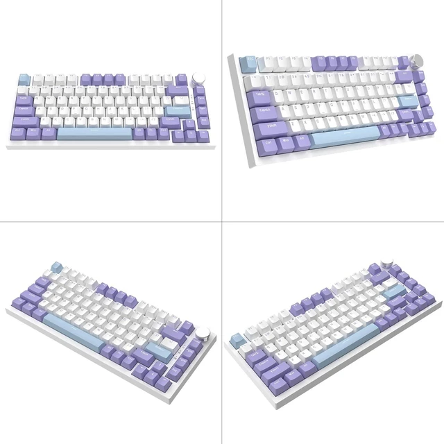 Alt view image 4 of 7 - AJAZZ AK820 75% Wired RGB Gasket Mechanical Keyboard with Volume Knob, Compact 82 Keys Hot-Swap Keyboard, OME Profile PBT Keycap, Detachable Type-C Cable (Purple&Blue)