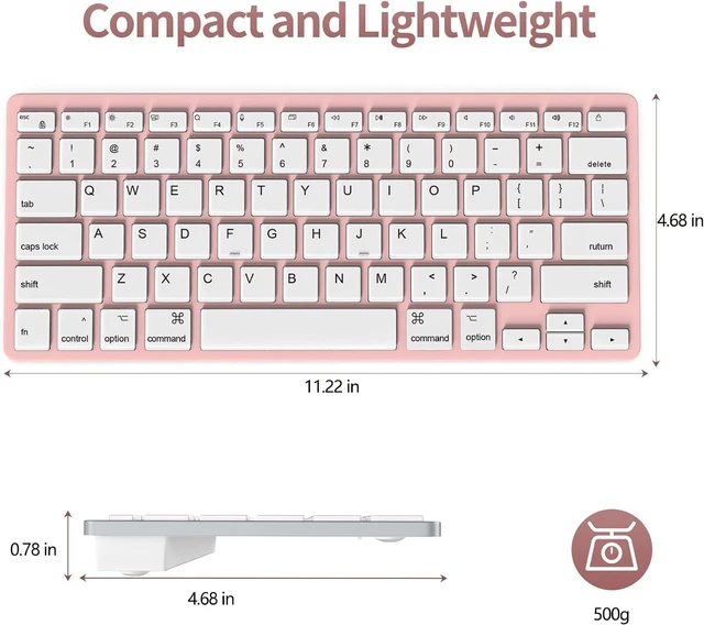 Alt view image 2 of 6 - Ultra-Slim Wired Keyboard for Apple Mac, USB & Type-C Conversion Cable, 78 Scissor Keys, Media Hotkeys, Compatible with MacBook, iMac Mini&Pro, Laptop Computers, Windows Desktop PC, Pink