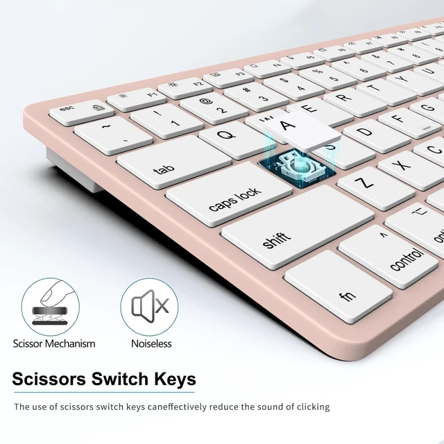 Alt view image 5 of 6 - Ultra-Slim Wired Keyboard for Apple Mac, USB & Type-C Conversion Cable, 78 Scissor Keys, Media Hotkeys, Compatible with MacBook, iMac Mini&Pro, Laptop Computers, Windows Desktop PC, Pink