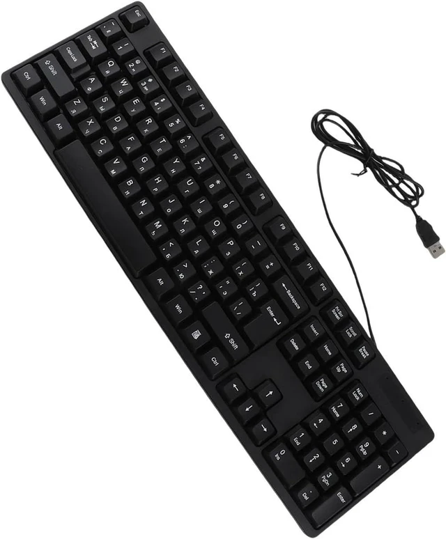 Alt view image 3 of 3 - USB Slim Keyboard, 104 Key Russian French Spanish English Language Keyboard, Work Efficiency Multi Device USB Wired Computer Keyboard Gaming Keyboard (Russian)