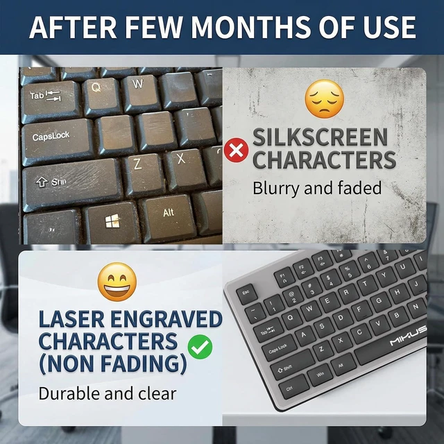 Alt view image 3 of 7 - Wired Keyboard with Cover, 104 Keys Laser-Etched Non-Fade Letter | 1.6m USB-A Cord, Spill-Resistant with dust-proof film, Full Size for Windows Mac PC Laptop, Office Home Business Programming