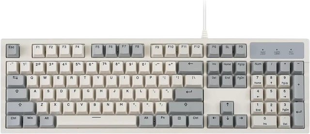 Main image of Perixx PERIBOARD-108M, Wired Mechanical Full-Size USB Keyboard - Brown Tactile Switch - Classic Retro Gray/White Color - US English