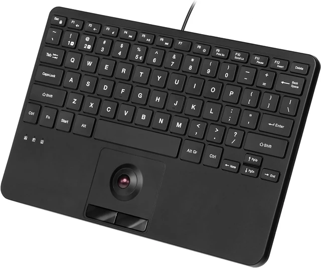 Main image of Perixx PERIBOARD-427 US, Wired Backlit USB Keyboard with Trackball - White and Red Backlit Feature - Compact 11.18x7.17x1.1 Inches Dimension - Build-in 2 USB Hubs - US English