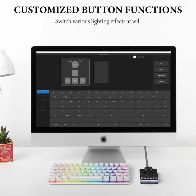 Alt view image 2 of 6 - Geekria USB Mini 4-Key + Knob Keyboard, One-Handed Mechanical Gaming Keyboard. Customizable Key Function RGB Silent Red Axis Keyboard, Compatible with Windows Xp/7/8/10/11 and Mac OS