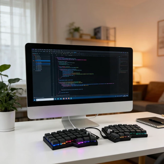 Alt view image 6 of 7 - 4×6 Corne Layout with knobs CORNE Wired Ergonomic Mechanical Keyboard,60% Orthol inear Layout,Hot-swappable,RGB,Vial remapping Support,pre-lubed Linear switches (Silent Switch)