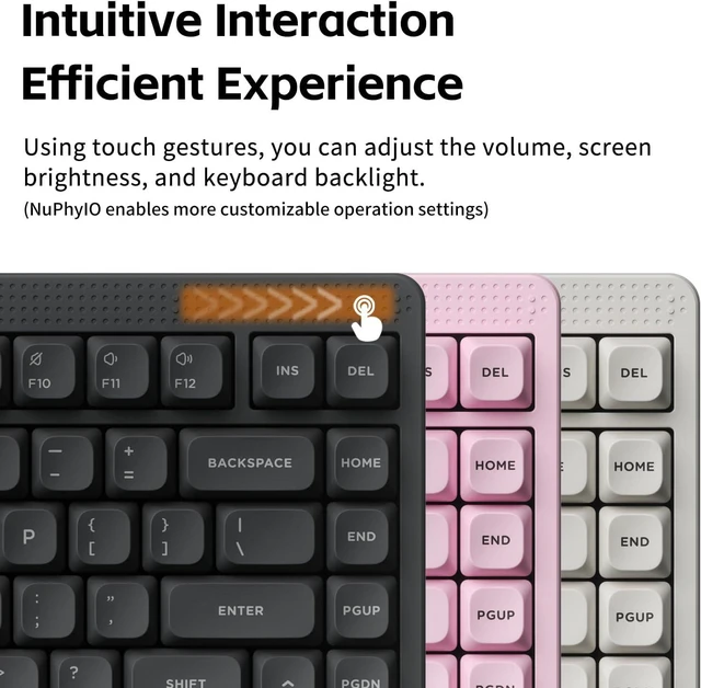 Alt view image 4 of 7 - NuPhy Node75 Wireless Mechanical Keyboard, 75% Gaming Keyboard | Hot Swappable, For Mac / Windows, Supports Touch Gestures, For Bluetooth, 2.4GHz, USB-C, RGB Backlit, PBT Keycaps