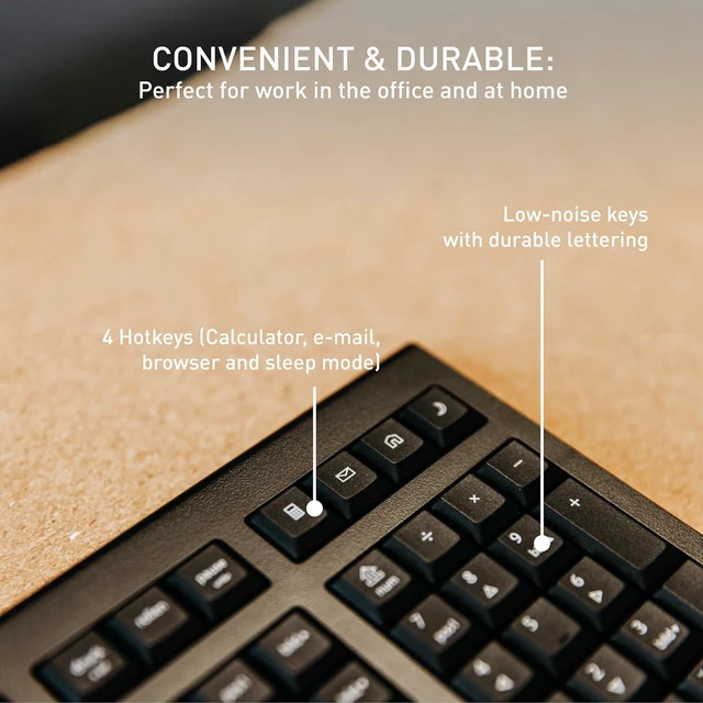 Alt view image 4 of 6 - CHERRY KW 3000, Wireless Keyboard with Number Keypad, US International Layout (QWERTY), 2.4 GHz Radio Connection, Silent Keys, Flat Design, Battery Operated, Black