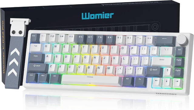 Main image of Womier VK66 PRO 60% Gaming Keyboard Wired, QMK/VIA Creamy Mechanical Keyboard, Hot Swappable Gasket Mount RGB Key Board & Translucent Keycaps (White)