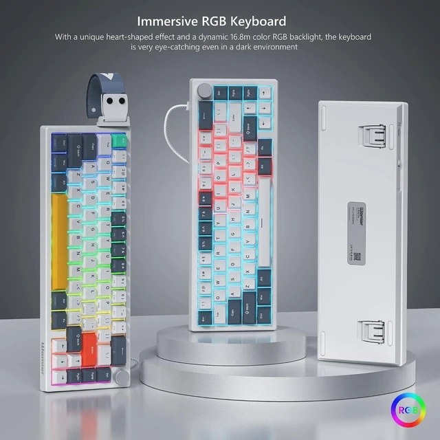 Alt view image 6 of 6 - Womier VK66 PRO 60% Gaming Keyboard Wired, QMK/VIA Creamy Mechanical Keyboard, Hot Swappable Gasket Mount RGB Key Board & Translucent Keycaps (White)