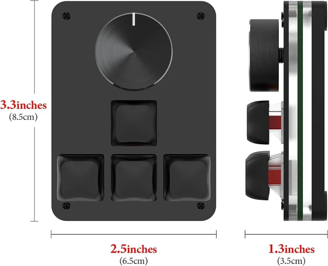 Alt view image 4 of 6 - Geekria USB Mini 4-Key + Knob Keyboard, One-Handed Mechanical Gaming Keyboard. Customizable Key Function RGB Silent Red Axis Keyboard, Compatible with Windows Xp/7/8/10/11 and Mac OS