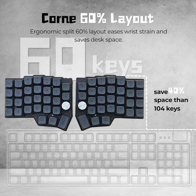 Alt view image 3 of 7 - 4×6 Corne Layout with knobs CORNE Wired Ergonomic Mechanical Keyboard,60% Orthol inear Layout,Hot-swappable,RGB,Vial remapping Support,pre-lubed Linear switches (Silent Switch)
