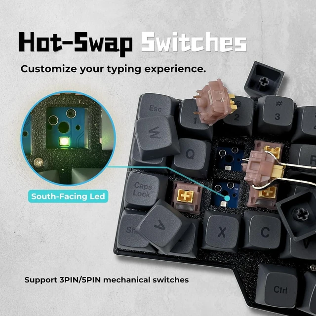 Alt view image 4 of 7 - 4×6 Corne Layout with knobs CORNE Wired Ergonomic Mechanical Keyboard,60% Orthol inear Layout,Hot-swappable,RGB,Vial remapping Support,pre-lubed Linear switches (Silent Switch)