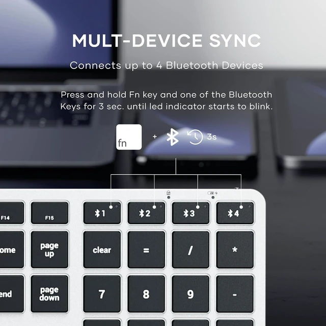 Alt view image 2 of 7 - Satechi Slim X3 Bluetooth Backlit Keyboard, Multi-Device Sync, Silver | Illuminated keys, for MacBook, iPad, iPad mini, Mac mini, iMac