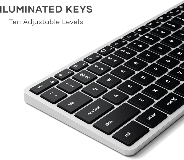 Alt view image 4 of 7 - Satechi Slim X3 Bluetooth Backlit Keyboard, Multi-Device Sync, Silver | Illuminated keys, for MacBook, iPad, iPad mini, Mac mini, iMac