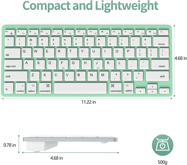 Alt view image 2 of 6 - Ultra-Slim Wired Keyboard for Apple Mac, USB & Type-C Conversion Cable, 78 Scissor Keys, Media Hotkeys, Compatible with MacBook, iMac Mini&Pro, Laptop Computers, Windows Desktop PC, Green