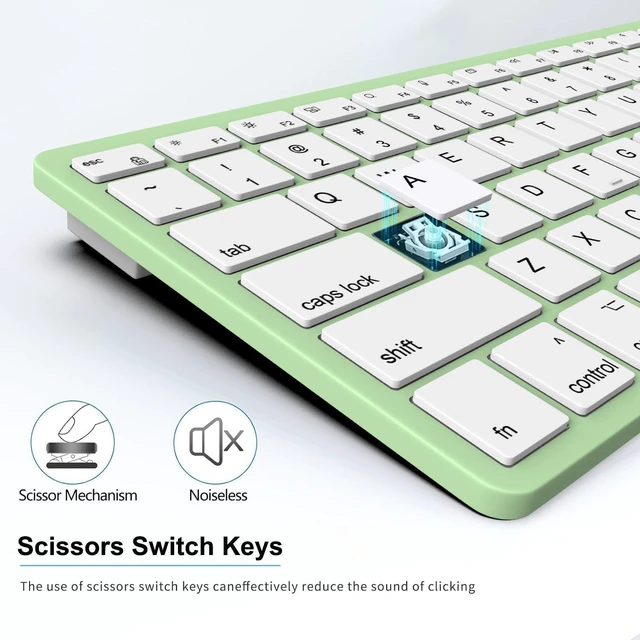 Alt view image 5 of 6 - Ultra-Slim Wired Keyboard for Apple Mac, USB & Type-C Conversion Cable, 78 Scissor Keys, Media Hotkeys, Compatible with MacBook, iMac Mini&Pro, Laptop Computers, Windows Desktop PC, Green