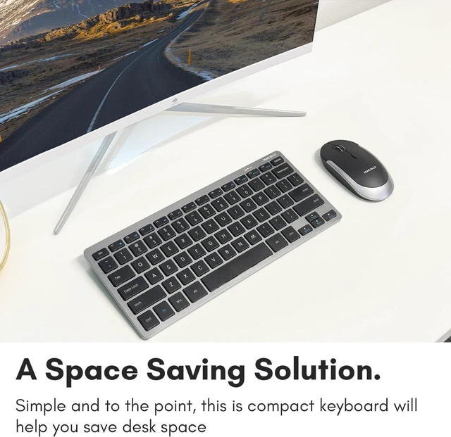 Alt view image 2 of 7 - Macally Small Wireless Keyboard | Mini Keyboard for PC - Slim, Quiet & Portable for Laptop, Desktop PC, Surface, Chromebook - Space Gray