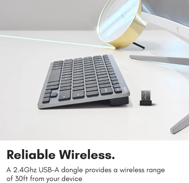 Alt view image 3 of 7 - Macally Small Wireless Keyboard | Mini Keyboard for PC - Slim, Quiet & Portable for Laptop, Desktop PC, Surface, Chromebook - Space Gray