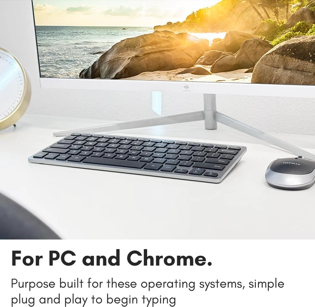 Alt view image 4 of 7 - Macally Small Wireless Keyboard | Mini Keyboard for PC - Slim, Quiet & Portable for Laptop, Desktop PC, Surface, Chromebook - Space Gray