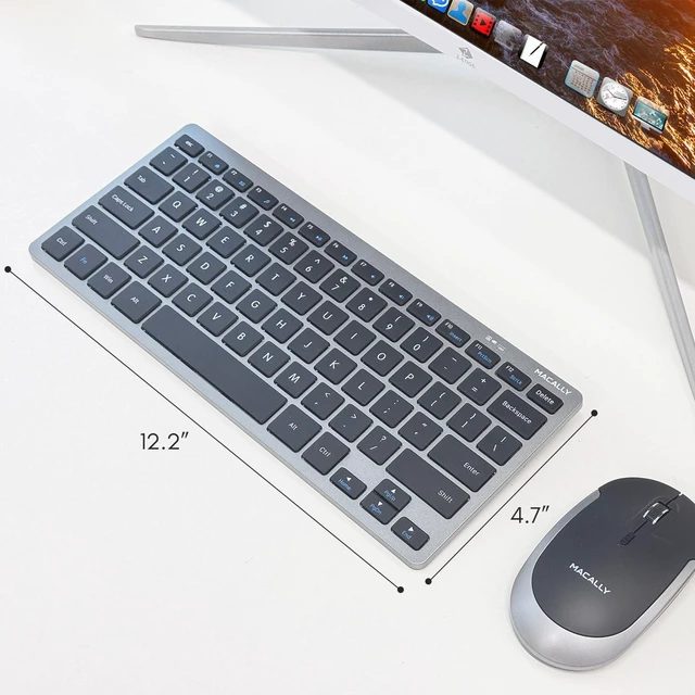 Alt view image 7 of 7 - Macally Small Wireless Keyboard | Mini Keyboard for PC - Slim, Quiet & Portable for Laptop, Desktop PC, Surface, Chromebook - Space Gray