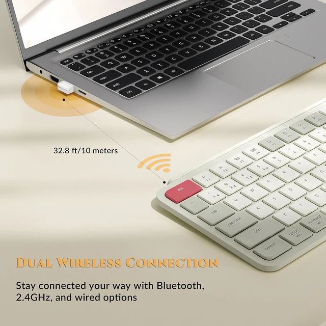 Alt view image 3 of 7 - Keychron B6 Pro Ultra-Thin Wireless Keyboard - 1200H Battery, Tri-Mode (2.4G/Bluetooth 5.2/USB-C), Programmable Keys, Full Size with Num Pad for Mac/Windows/Linux (Retro Red)