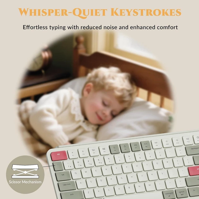 Alt view image 4 of 7 - Keychron B6 Pro Ultra-Thin Wireless Keyboard - 1200H Battery, Tri-Mode (2.4G/Bluetooth 5.2/USB-C), Programmable Keys, Full Size with Num Pad for Mac/Windows/Linux (Retro Red)