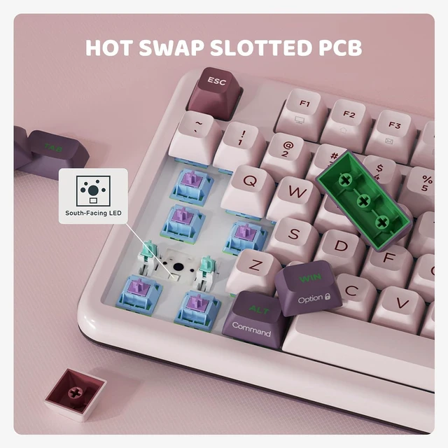 Alt view image 6 of 7 - KZZI Z98 Wireless Mechanical Keyboard, Smart Display & Knob, BT5.0/2.4GHz/USB-C, Hot Swappable Custom Keyboard, Pre-lubed Linear Switches, Gasket Mount, RGB Creamy Gaming Keyboard