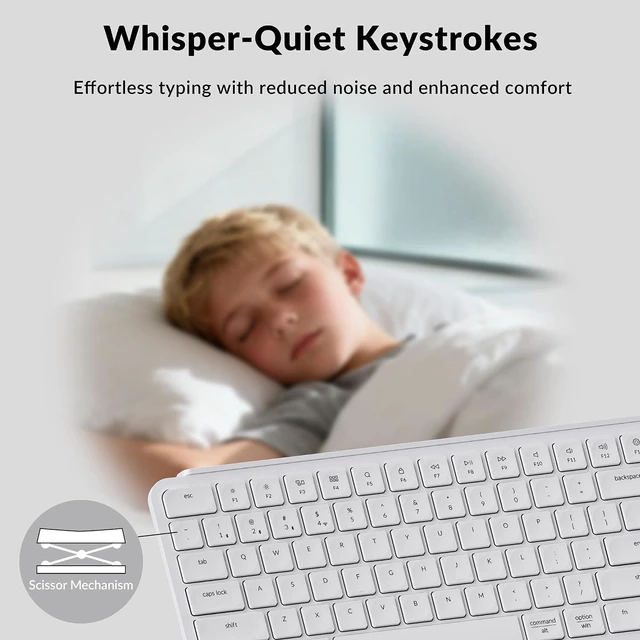 Alt view image 4 of 7 - Keychron B6 Pro Ultra-Thin Wireless Keyboard - 1200H Battery, Tri-Mode (2.4G/Bluetooth 5.2/USB-C), Programmable Keys, Full Size with Num Pad for Mac/Windows/Linux (Ivory White)