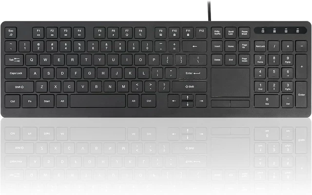 Main image of Perixx PERIBOARD-513III Wired Full-Size Keyboard with Integrated Touchpad - Quiet Scissor Keys - Multimedia Hotkeys - US Layout