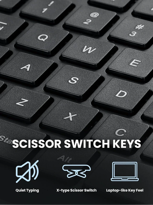 Alt view image 5 of 7 - Perixx PERIBOARD-513III Wired Full-Size Keyboard with Integrated Touchpad - Quiet Scissor Keys - Multimedia Hotkeys - US Layout