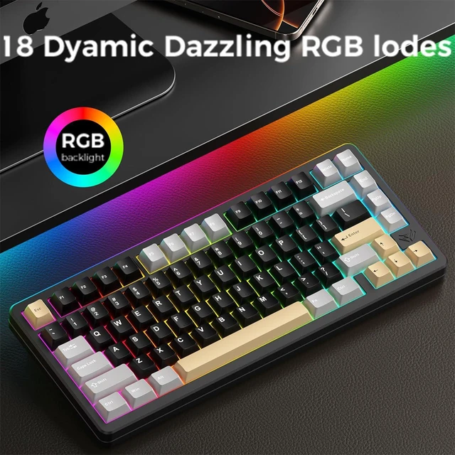 Alt view image 6 of 7 - MK INKY75 Mechanical Keyboard with Full Aluminum Wireless Mechanical Gaming Keyboard, 75% Layout Mechanical Keyboard BT/2.4G/USB-C,Hot Swappable, Creamy Sounding, RGB/PP/4000mAh(Raven Black)