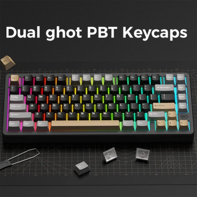 Alt view image 7 of 7 - MK INKY75 Mechanical Keyboard with Full Aluminum Wireless Mechanical Gaming Keyboard, 75% Layout Mechanical Keyboard BT/2.4G/USB-C,Hot Swappable, Creamy Sounding, RGB/PP/4000mAh(Raven Black)