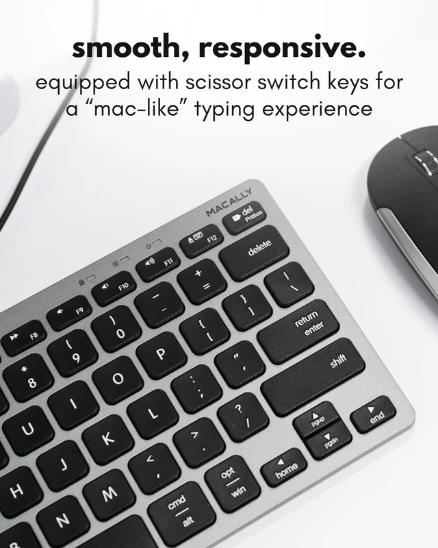 Alt view image 5 of 7 - Macally Small Wired Keyboard for Mac and PC (Dual USB C + A) - Save Space, 78-Key Layout with 13 Shortcuts, Type C - Compact USB C Keyboard for MacBook, iMac, iPad, iPhone - Space Gray