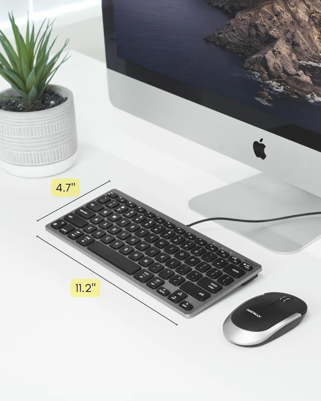 Alt view image 6 of 7 - Macally Small Wired Keyboard for Mac and PC (Dual USB C + A) - Save Space, 78-Key Layout with 13 Shortcuts, Type C - Compact USB C Keyboard for MacBook, iMac, iPad, iPhone - Space Gray