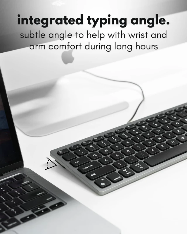 Alt view image 7 of 7 - Macally Small Wired Keyboard for Mac and PC (Dual USB C + A) - Save Space, 78-Key Layout with 13 Shortcuts, Type C - Compact USB C Keyboard for MacBook, iMac, iPad, iPhone - Space Gray