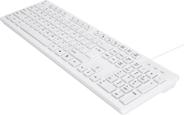 Alt view image 2 of 6 - MCSaite Wired White USB 104 Keys Computer Keyboard with Stands,Waterproof - US Layout Compatible for Windows, PC, Laptop