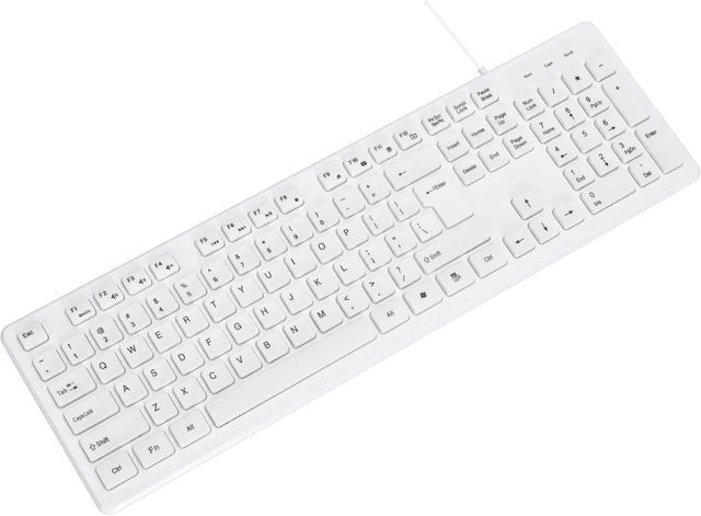 Alt view image 3 of 6 - MCSaite Wired White USB 104 Keys Computer Keyboard with Stands,Waterproof - US Layout Compatible for Windows, PC, Laptop