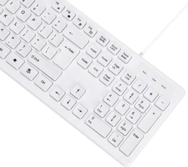 Alt view image 4 of 6 - MCSaite Wired White USB 104 Keys Computer Keyboard with Stands,Waterproof - US Layout Compatible for Windows, PC, Laptop