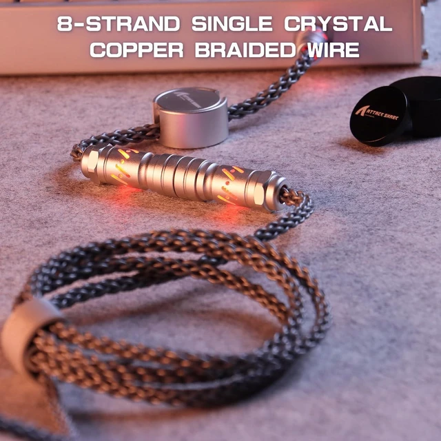 Alt view image 7 of 7 - ATTACK SHARK C07 Custom Braided Aviator Cable with Light Up RGB-Gray | 5 Pin Aviation Connector,USB-A to Type-C,Detachable CNC Magnetic Nameplate for Charging Phone 8KHZ Magnetic Keyboard X65 X68