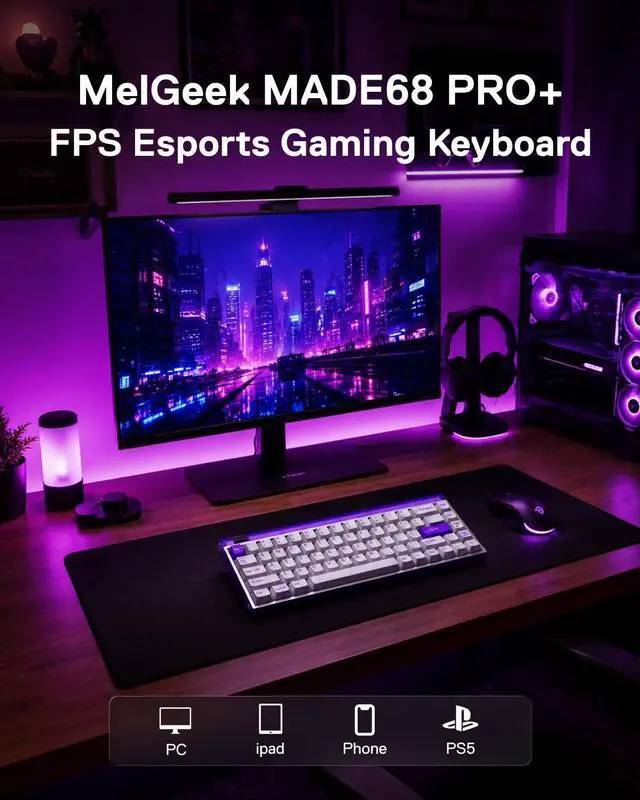 Alt view image 3 of 7 - MADE68 Pro+ Wired Hall Effect Magnetic Gaming Keyboard | 65% Layout | Rapid Trigger, Adjustable Actuation for FPS & Rhythm Gamers | Hot-Swap Custom Keyboard, SOCD, RGB Lightbox, Aluminum Sides