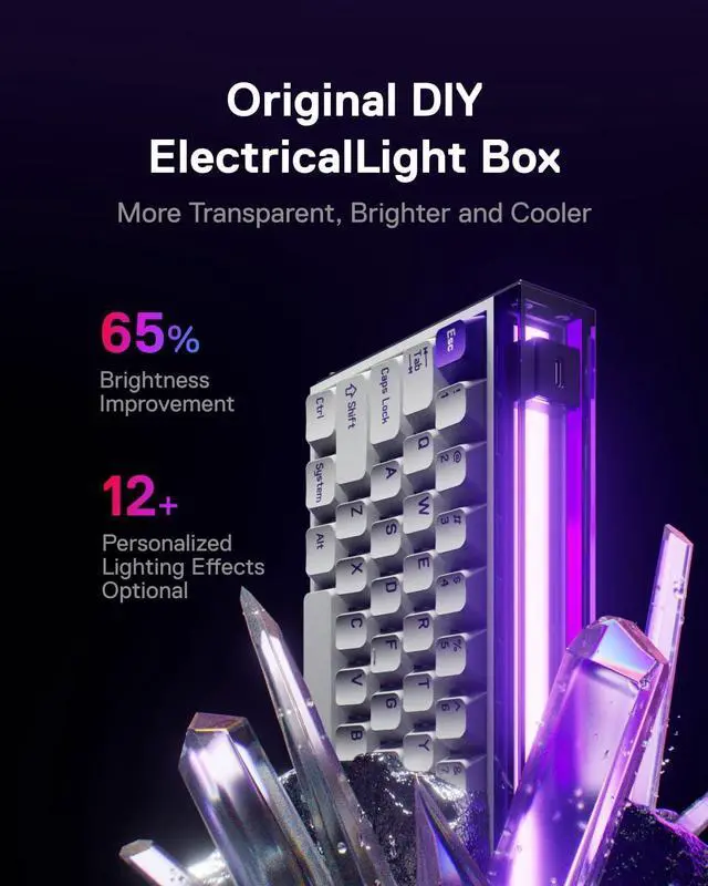 Alt view image 4 of 7 - MADE68 Pro+ Wired Hall Effect Magnetic Gaming Keyboard | 65% Layout | Rapid Trigger, Adjustable Actuation for FPS & Rhythm Gamers | Hot-Swap Custom Keyboard, SOCD, RGB Lightbox, Aluminum Sides