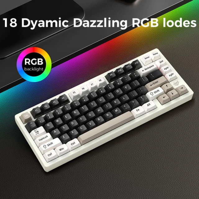 Alt view image 3 of 7 - MK INKY75 Mechanical Keyboard with Full Aluminum Wireless Mechanical Gaming Keyboard, 75% Layout Mechanical Keyboard BT/2.4G/USB-C,Hot Swappable, Creamy Sounding, RGB/PP/4000mAh(Light Beige)