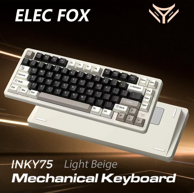 Alt view image 4 of 7 - MK INKY75 Mechanical Keyboard with Full Aluminum Wireless Mechanical Gaming Keyboard, 75% Layout Mechanical Keyboard BT/2.4G/USB-C,Hot Swappable, Creamy Sounding, RGB/PP/4000mAh(Light Beige)